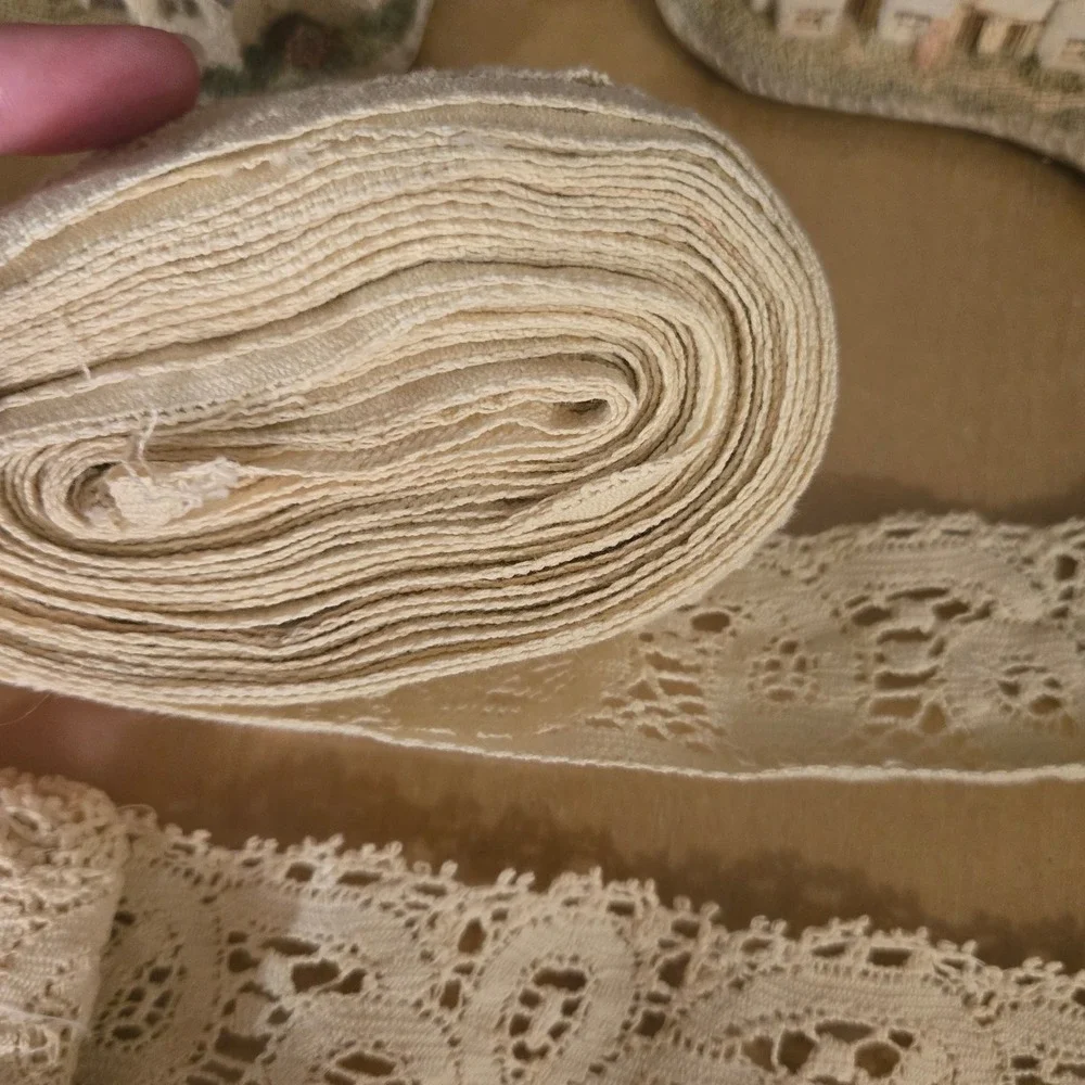Vintage Lace Trim Lot 7 Rolls Crochet Eyelet Floral Cream Rose Sewing Crafting - Picture 15 of 15
